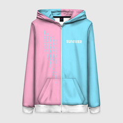 Толстовка на молнии женская Summer-pink and blue, цвет: 3D-белый