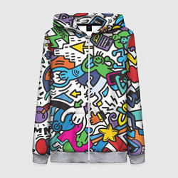 Толстовка на молнии женская Странные разноцветные человечки, цвет: 3D-меланж