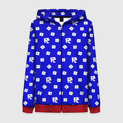 Толстовка на молнии женская Roblox blue pattern, цвет: 3D-красный