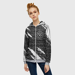 Толстовка на молнии женская Все руны и вегвизир в круге рун на груди, цвет: 3D-меланж — фото 2