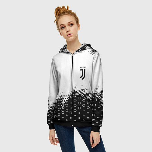 Женская толстовка на молнии Juventus sport steel / 3D-Черный – фото 3