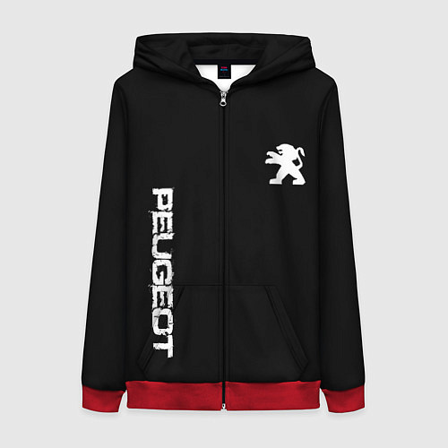 Женская толстовка на молнии Peugeot logo white / 3D-Красный – фото 1