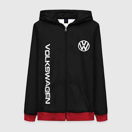 Женская толстовка на молнии Volkswagen logo white / 3D-Красный – фото 1