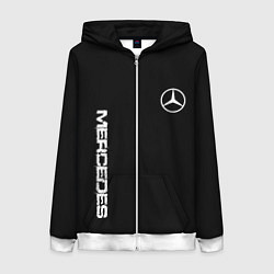 Толстовка на молнии женская Mercedes benz logo white auto, цвет: 3D-белый