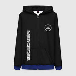 Толстовка на молнии женская Mercedes benz logo white auto, цвет: 3D-синий