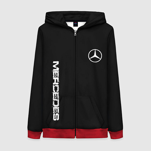 Женская толстовка на молнии Mercedes benz logo white auto / 3D-Красный – фото 1