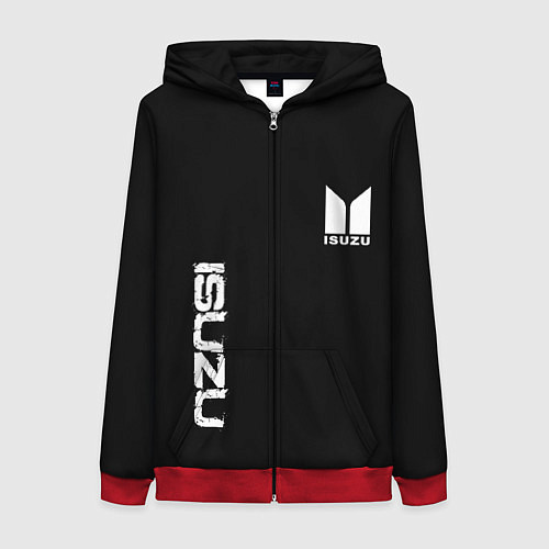 Женская толстовка на молнии Isuzu logo white / 3D-Красный – фото 1