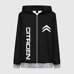 Толстовка на молнии женская Citroen logo white, цвет: 3D-меланж