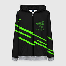 Женская толстовка на молнии Razer line green