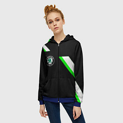 Толстовка на молнии женская Skoda geometry, цвет: 3D-синий — фото 2