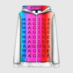 Толстовка на молнии женская Imagine Dragons neon rock, цвет: 3D-белый