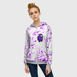 Толстовка на молнии женская Among us neon colors game, цвет: 3D-меланж — фото 2