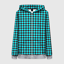 Толстовка на молнии женская Паттерн клеточка, цвет: 3D-меланж