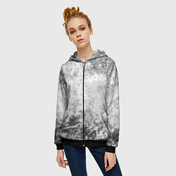 Толстовка на молнии женская Абстракция - серый ветер, цвет: 3D-черный — фото 2