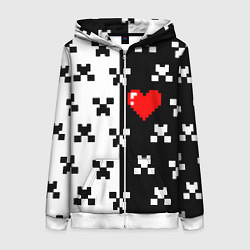 Толстовка на молнии женская Minecraft pattern love, цвет: 3D-белый