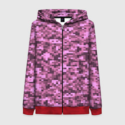 Толстовка на молнии женская Розовый камуфляж текстура, цвет: 3D-красный