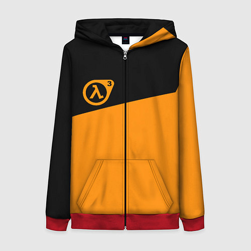 Женская толстовка на молнии Half life orange game / 3D-Красный – фото 1