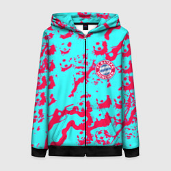 Толстовка на молнии женская Бавария Мюнхен спорт текстура, цвет: 3D-черный