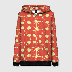 Женская толстовка на молнии Лимонные пятна на красном цвете Фиеста