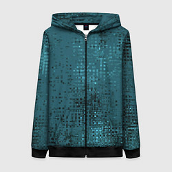 Толстовка на молнии женская Тёмный бирюзовый абстракция однотонный, цвет: 3D-черный