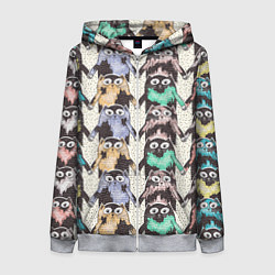 Толстовка на молнии женская Мультяшные котики, цвет: 3D-меланж