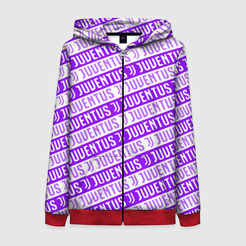 Женская толстовка на молнии Juventus pattern / 3D-Красный – фото 1