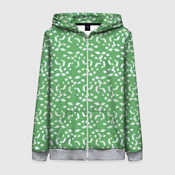 Женская толстовка на молнии Мозаика на зеленом