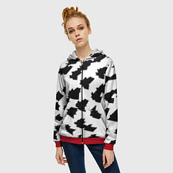 Толстовка на молнии женская Чётные пятна на белом фоне - минимализм, цвет: 3D-красный — фото 2
