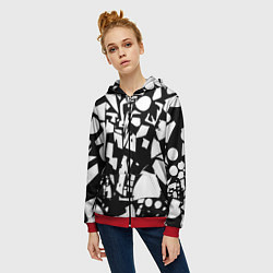 Толстовка на молнии женская Модная абстракция - нейроарт, цвет: 3D-красный — фото 2