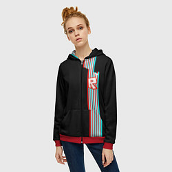 Толстовка на молнии женская Roblox glitch line, цвет: 3D-красный — фото 2