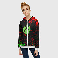Толстовка на молнии женская Xbox game studio, цвет: 3D-белый — фото 2