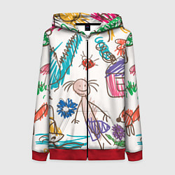 Толстовка на молнии женская Детский принт, цвет: 3D-красный