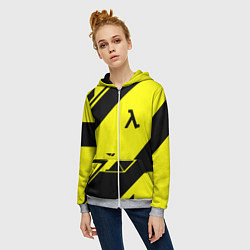 Толстовка на молнии женская Half life geometry, цвет: 3D-меланж — фото 2