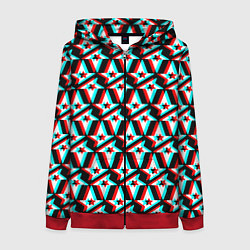 Толстовка на молнии женская Астралис глитч логотип, цвет: 3D-красный