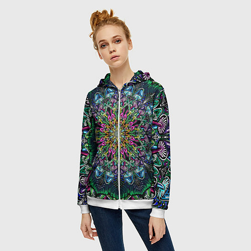 Женская толстовка на молнии Поганки / 3D-Белый – фото 3