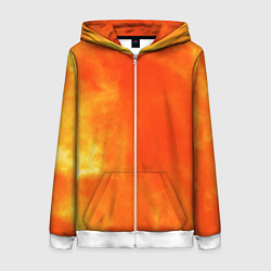 Толстовка на молнии женская Текстура огненного цвета, цвет: 3D-белый
