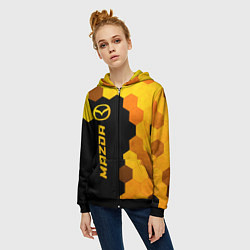 Толстовка на молнии женская Mazda - gold gradient по-вертикали, цвет: 3D-черный — фото 2