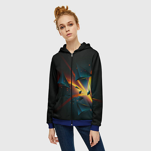 Женская толстовка на молнии Разлом плиты - абстрактная расщелина / 3D-Синий – фото 3