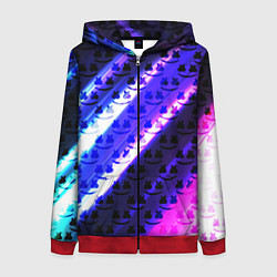 Толстовка на молнии женская Marshmello неоновый паттерн, цвет: 3D-красный