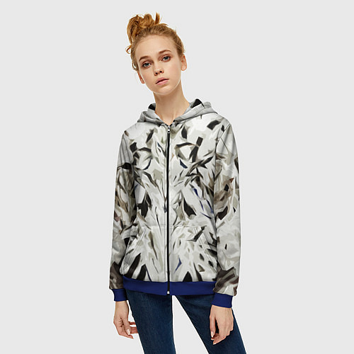 Женская толстовка на молнии Black and white abstraction / 3D-Синий – фото 3