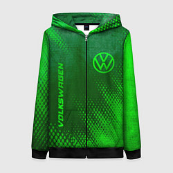 Толстовка на молнии женская Volkswagen - green gradient вертикально, цвет: 3D-черный