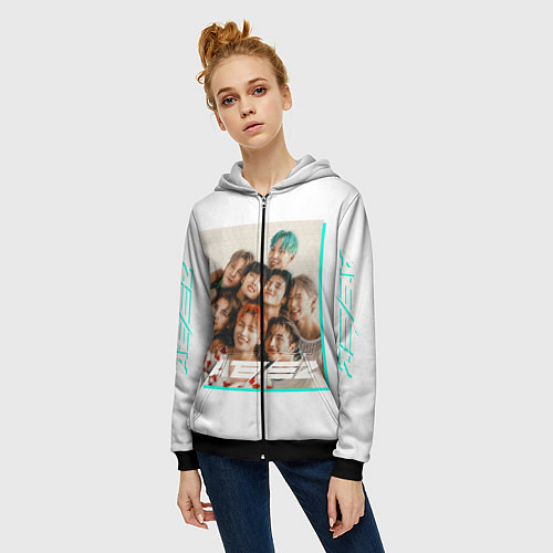 Женская толстовка на молнии Ateez участники / 3D-Черный – фото 3