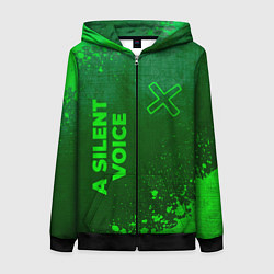 Толстовка на молнии женская A Silent Voice - green gradient вертикально, цвет: 3D-черный