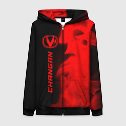 Толстовка на молнии женская Changan - red gradient по-вертикали, цвет: 3D-черный