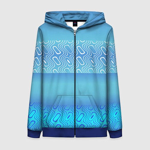 Женская толстовка на молнии Синие и белые волны / 3D-Синий – фото 1