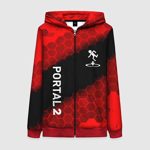 Женская толстовка на молнии Portal hexagon pattern / 3D-Красный – фото 1