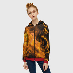 Толстовка на молнии женская Half life abstraction, цвет: 3D-красный — фото 2