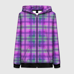 Толстовка на молнии женская Клетка в полоску, цвет: 3D-черный