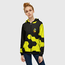 Толстовка на молнии женская Амонг ас текстура броня, цвет: 3D-черный — фото 2