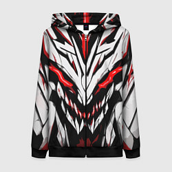 Толстовка на молнии женская Красное абстрактное лицо монстра, цвет: 3D-черный